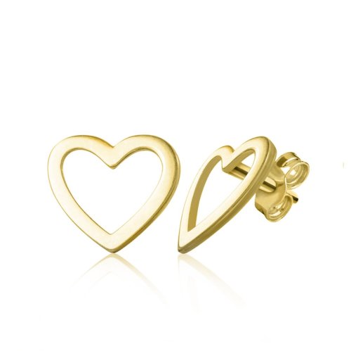 Minimalistické náušnice ve tvaru srdce Idol Heart III, žluté zlato