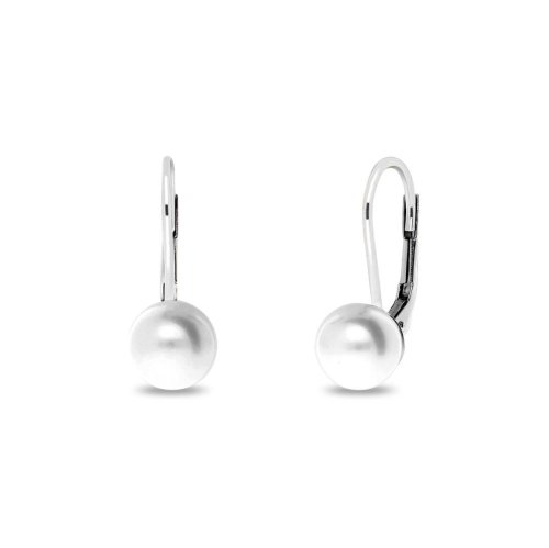 Visací náušnice Elin II, bílé zlato s perlami